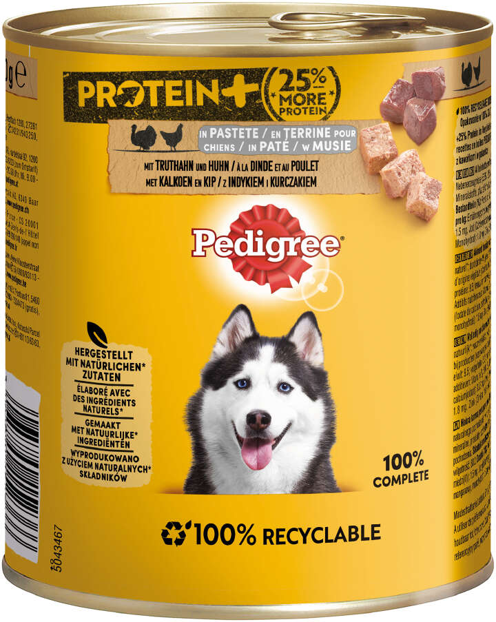 Pedigree Hunde-Nassfutter Protein+ in Pastete mit Truthahn und Huhn